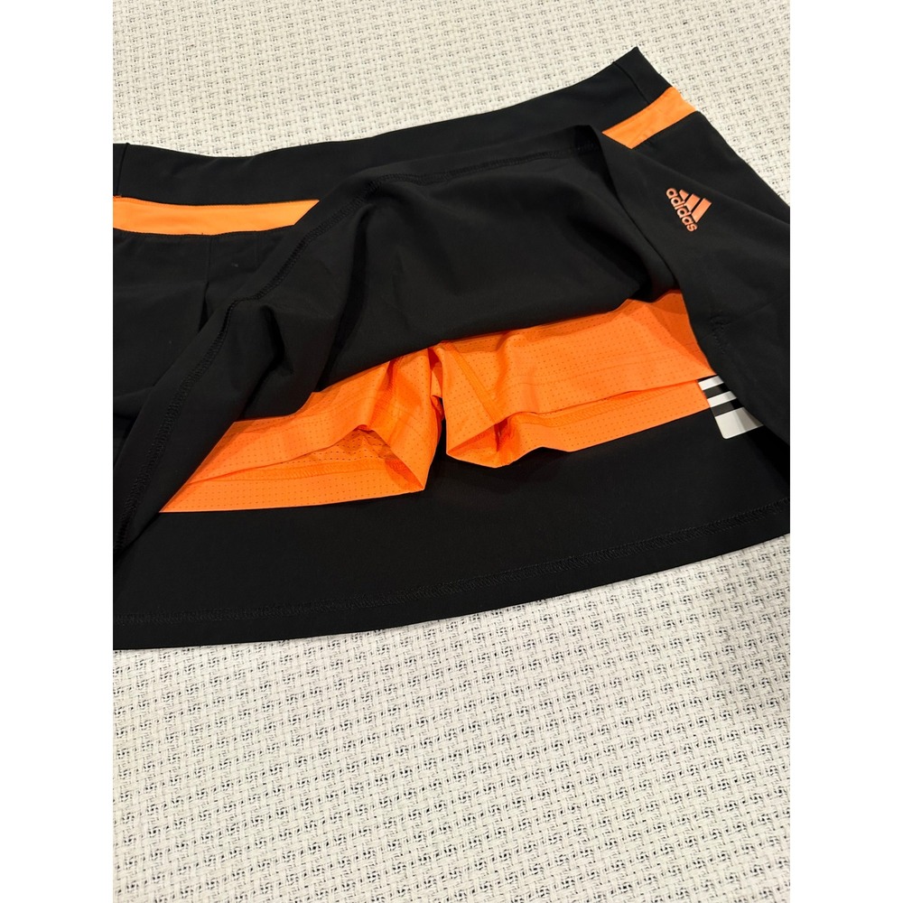 Adidas Skort Women Medium Black Orange Pleated Tennis Performance Activewear NWT - Picture 8 of 11